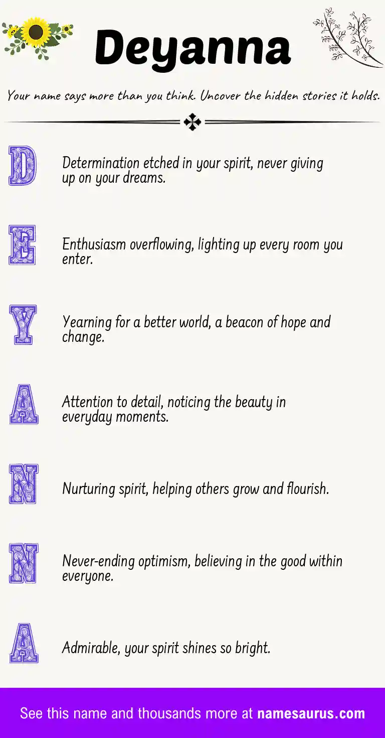 Acrostic poem about Deyanna.