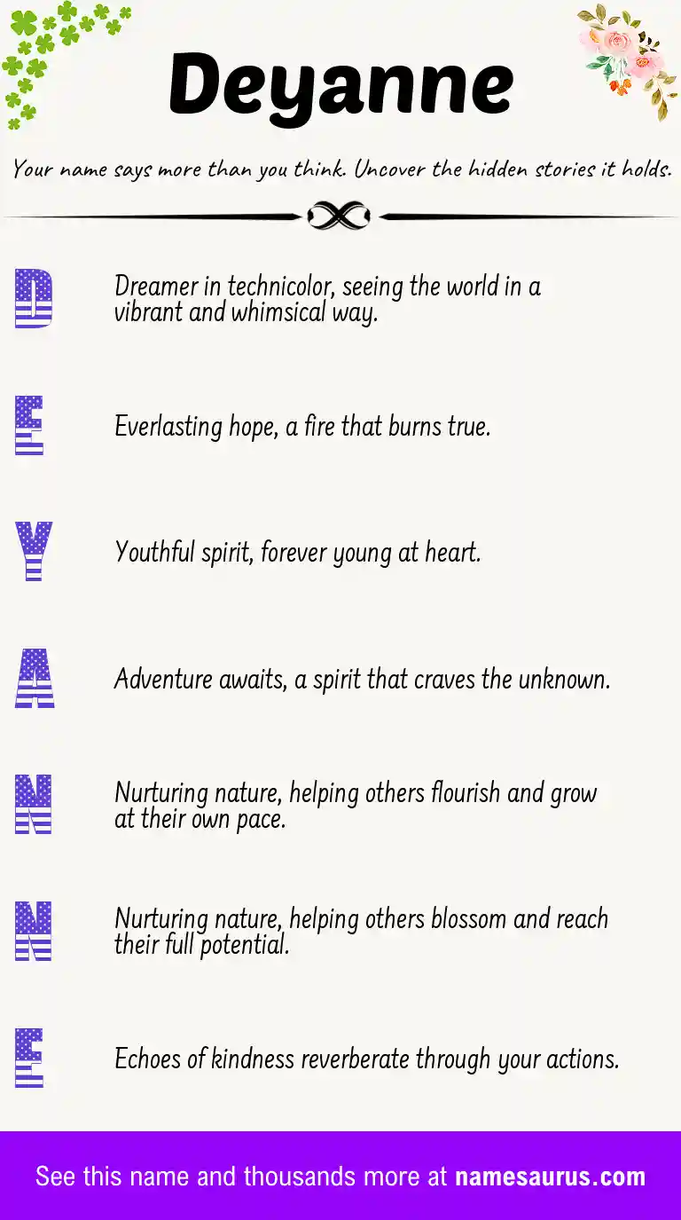 Acrostic poem about Deyanne.