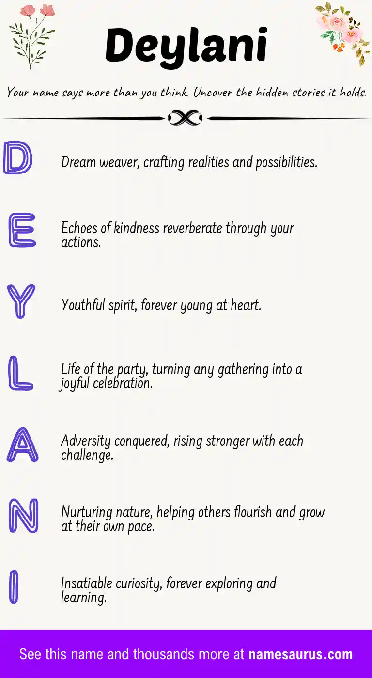 Acrostic poem about Deylani.