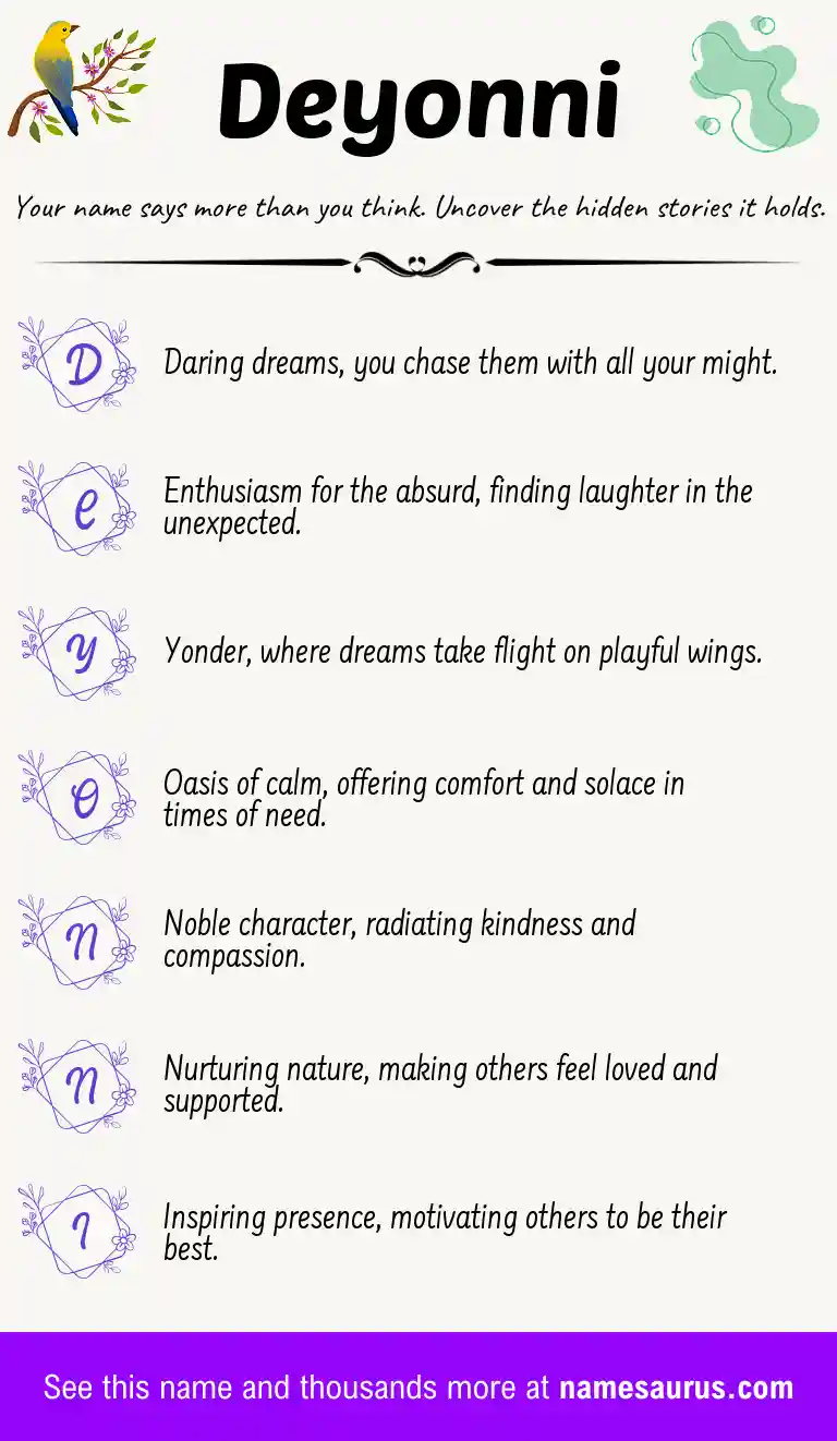 Acrostic poem about Deyonni.