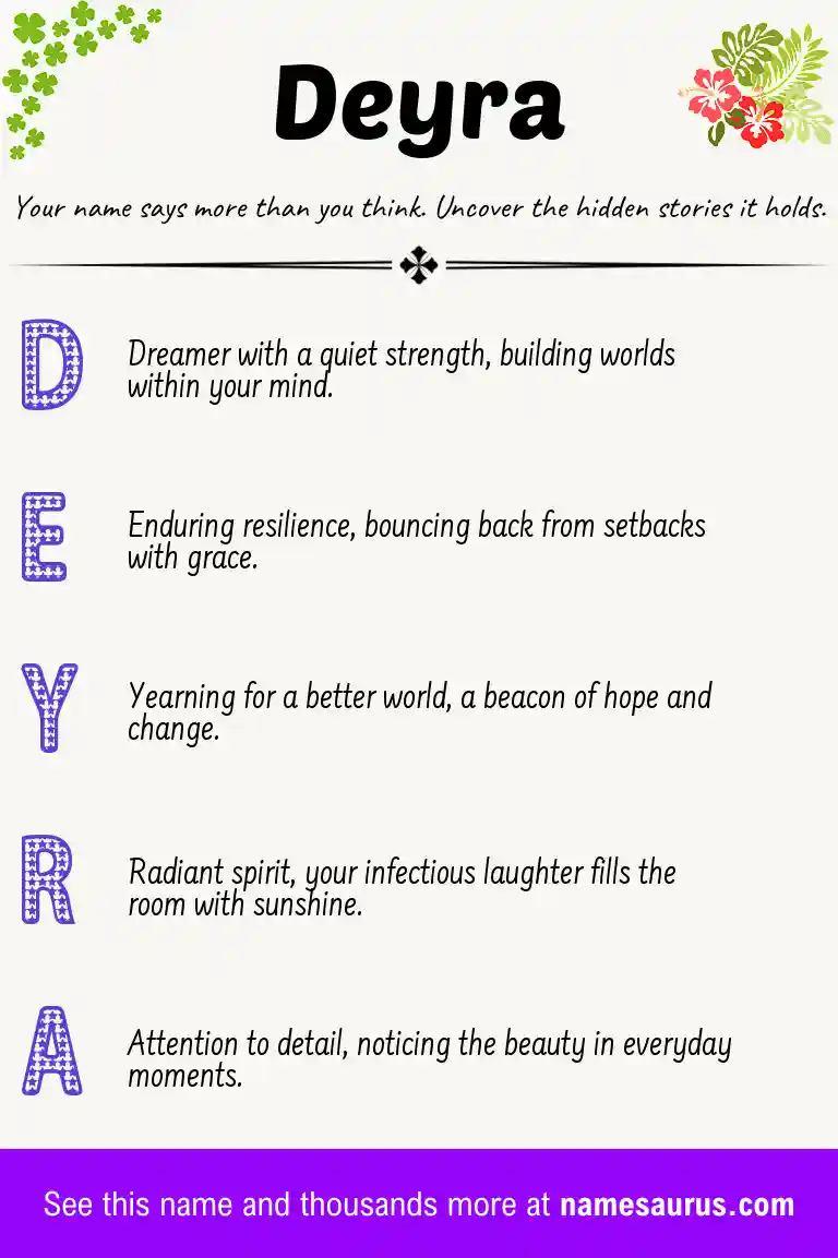 Acrostic poem about Deyra.