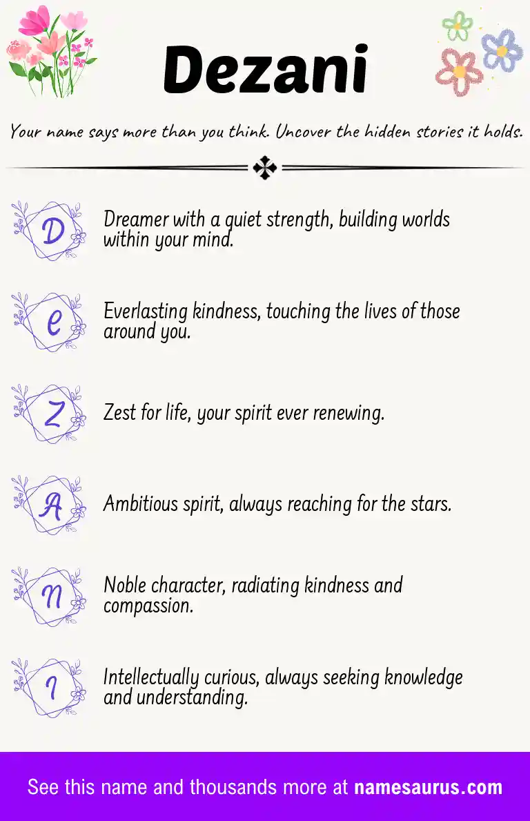 Acrostic poem about Dezani.