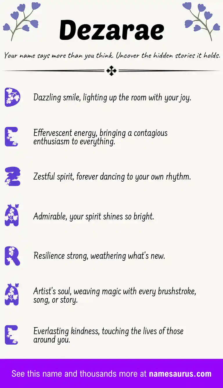 Acrostic poem about Dezarae.