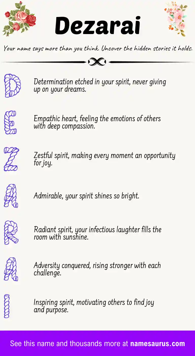 Acrostic poem about Dezarai.