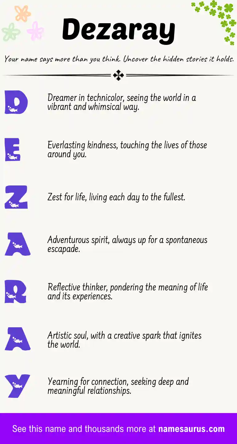 Acrostic poem about Dezaray.