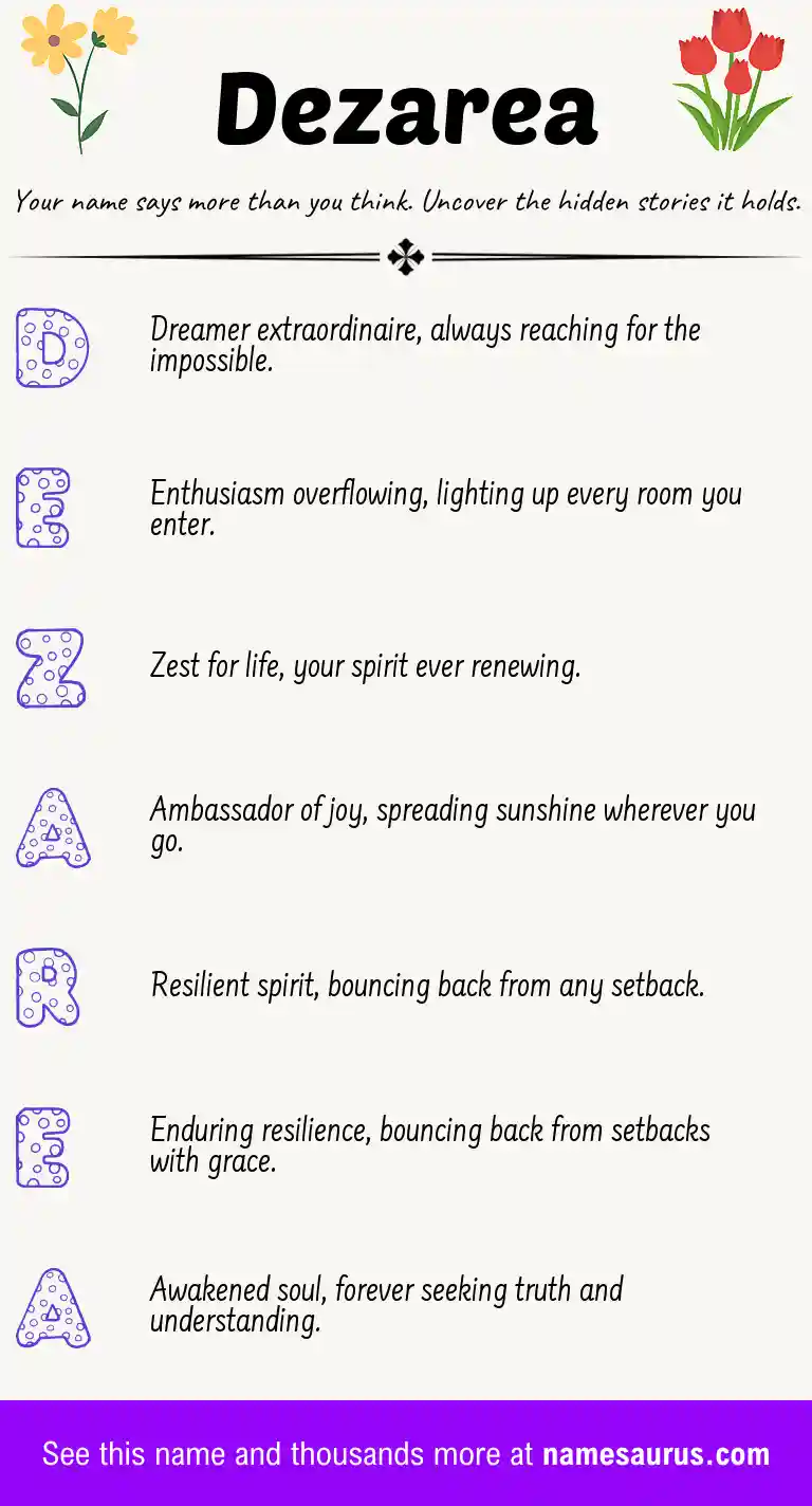 Acrostic poem about Dezarea.