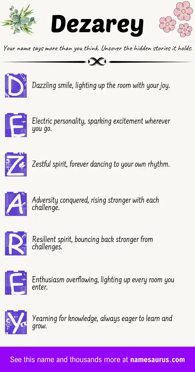 Acrostic poem about Dezarey.