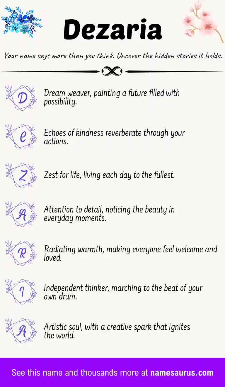 Acrostic poem about Dezaria.