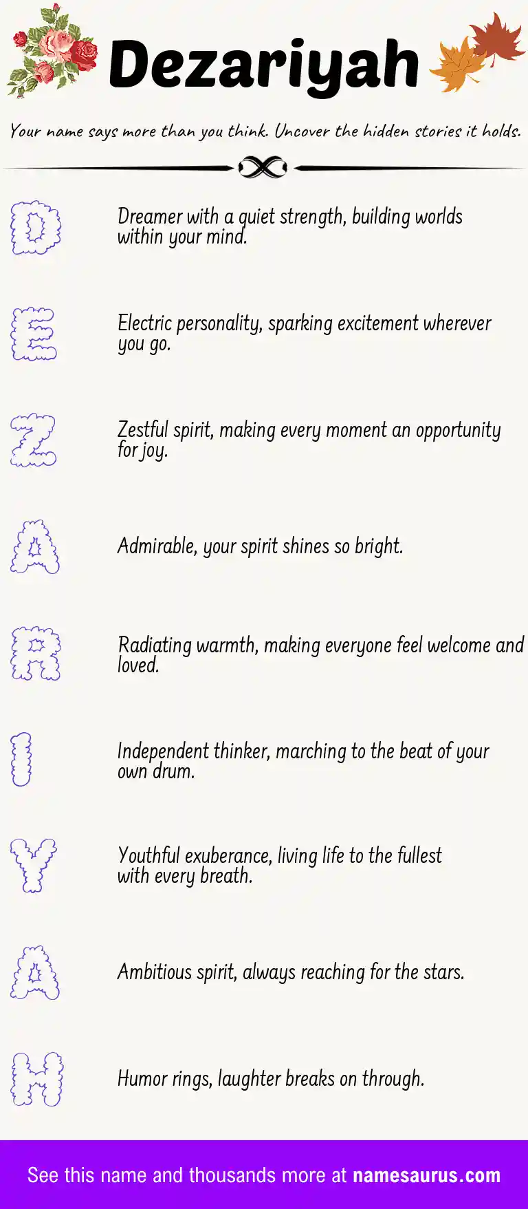 Acrostic poem about Dezariyah.