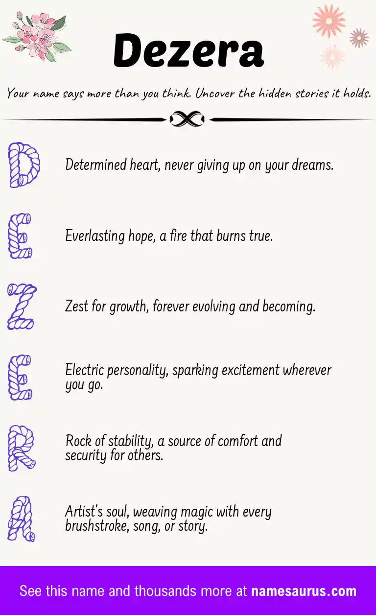 Acrostic poem about Dezera.