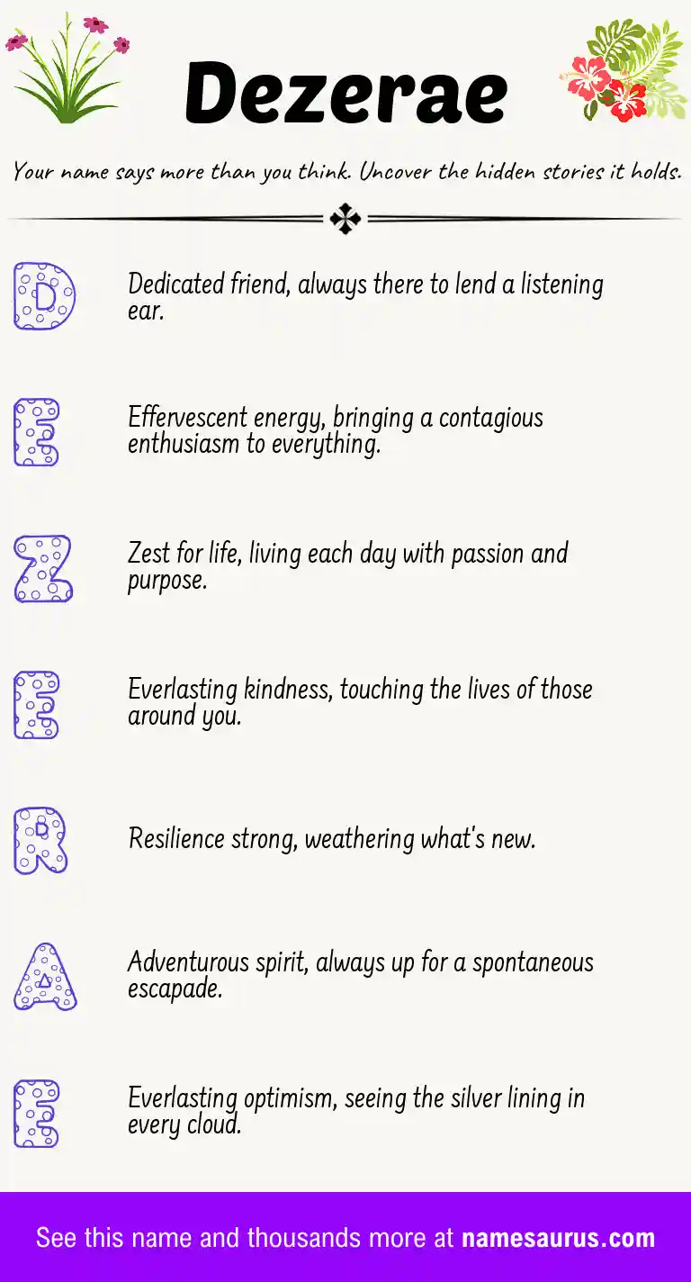 Acrostic poem about Dezerae.