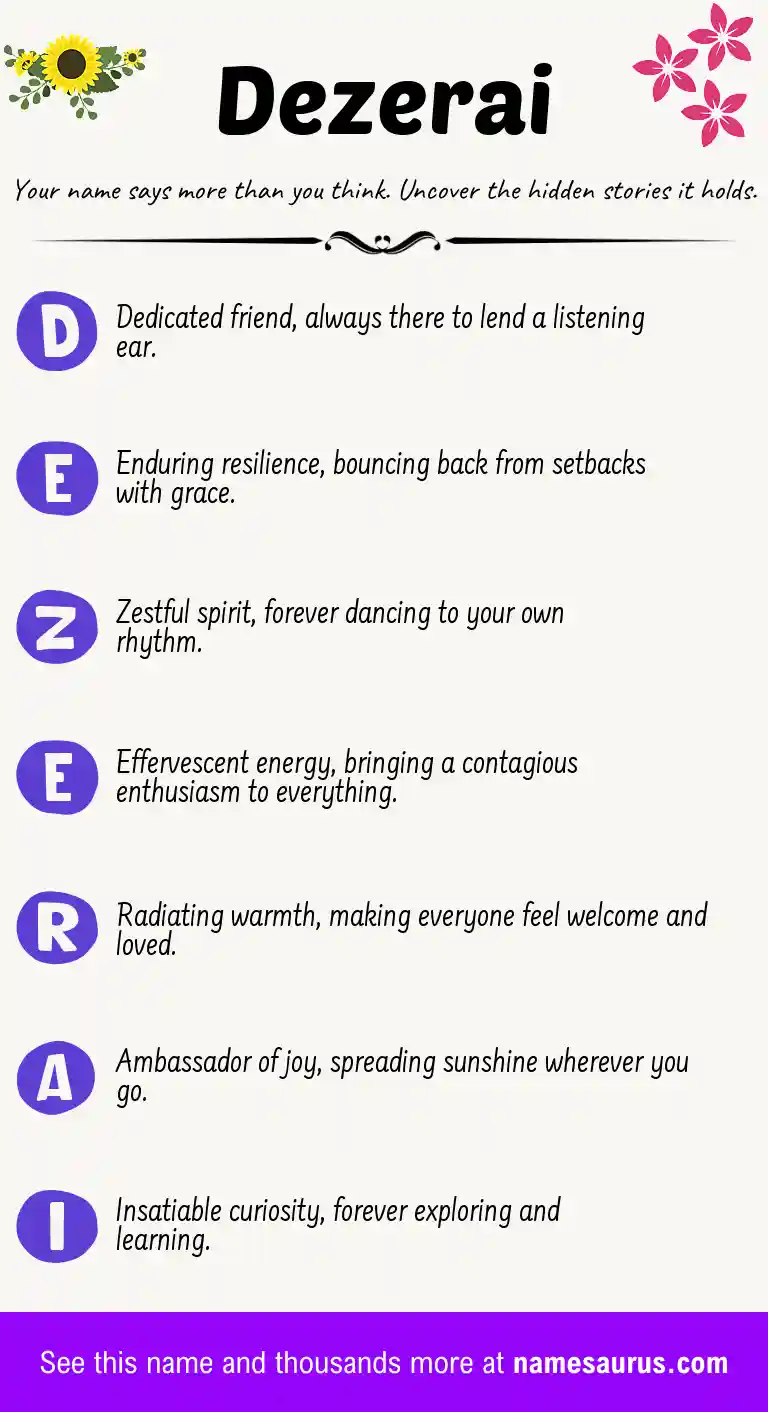 Acrostic poem about Dezerai.