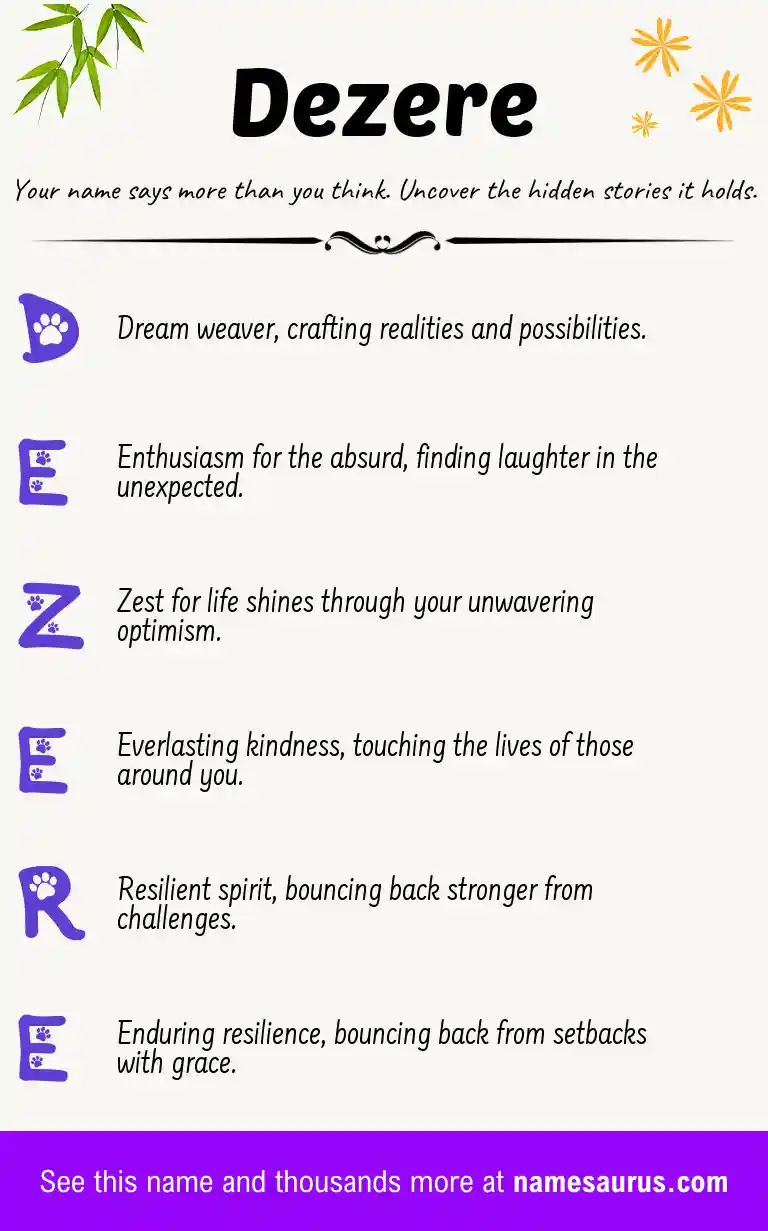 Acrostic poem about Dezere.