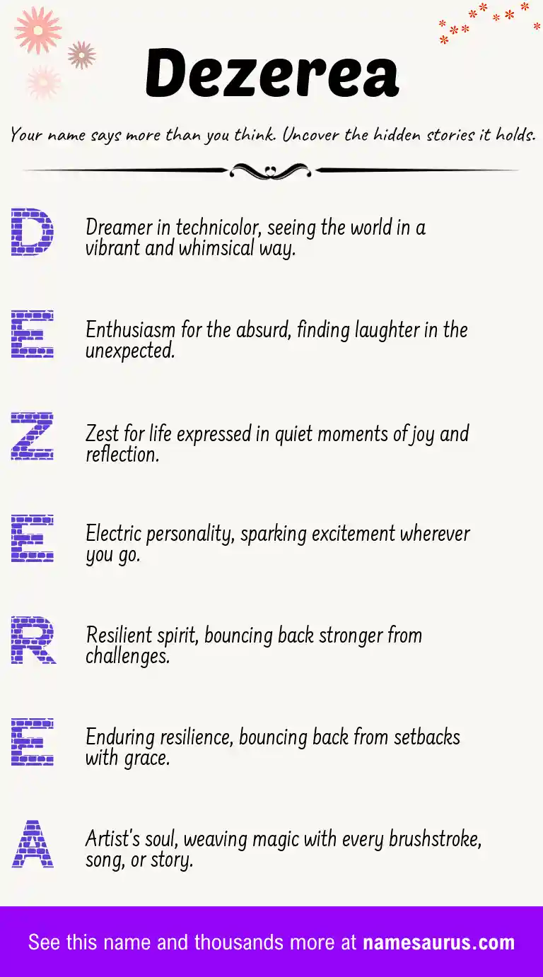 Acrostic poem about Dezerea.