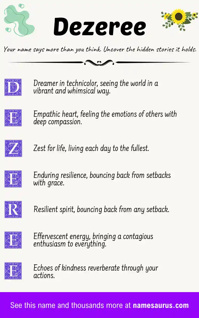 Acrostic poem about Dezeree.