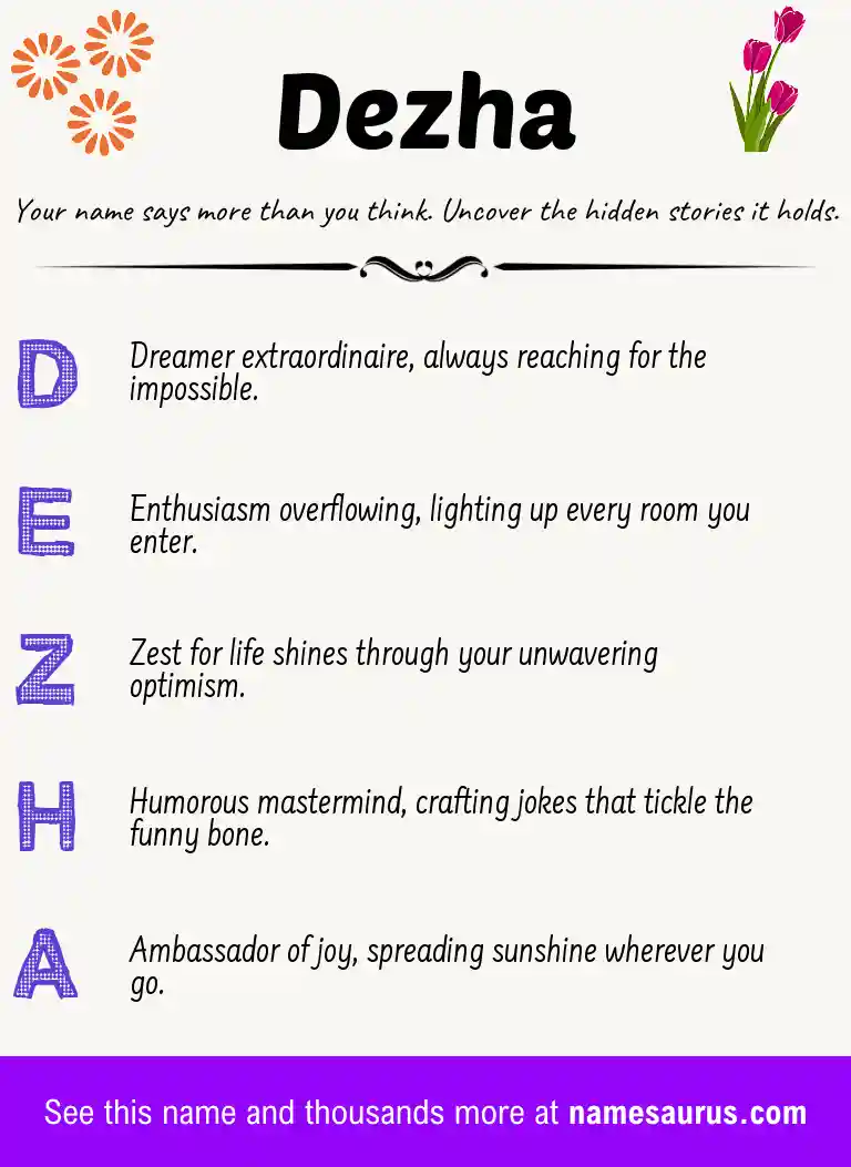 Acrostic poem about Dezha.