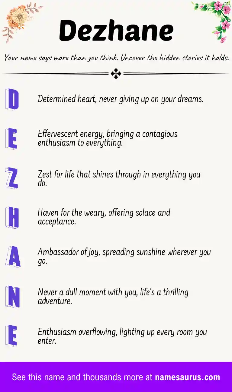 Acrostic poem about Dezhane.