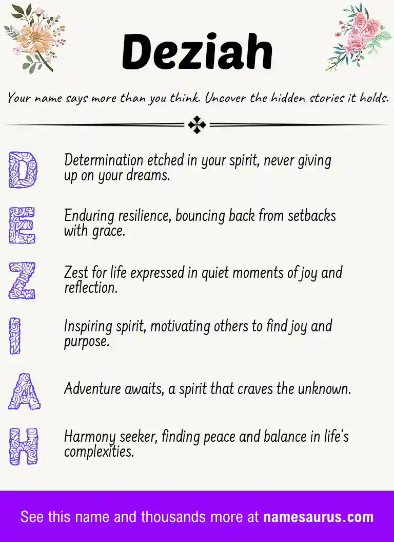 Acrostic poem about Deziah.