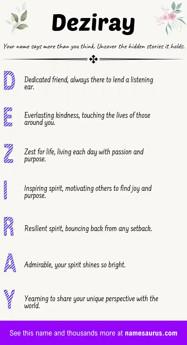 Acrostic poem about Deziray.