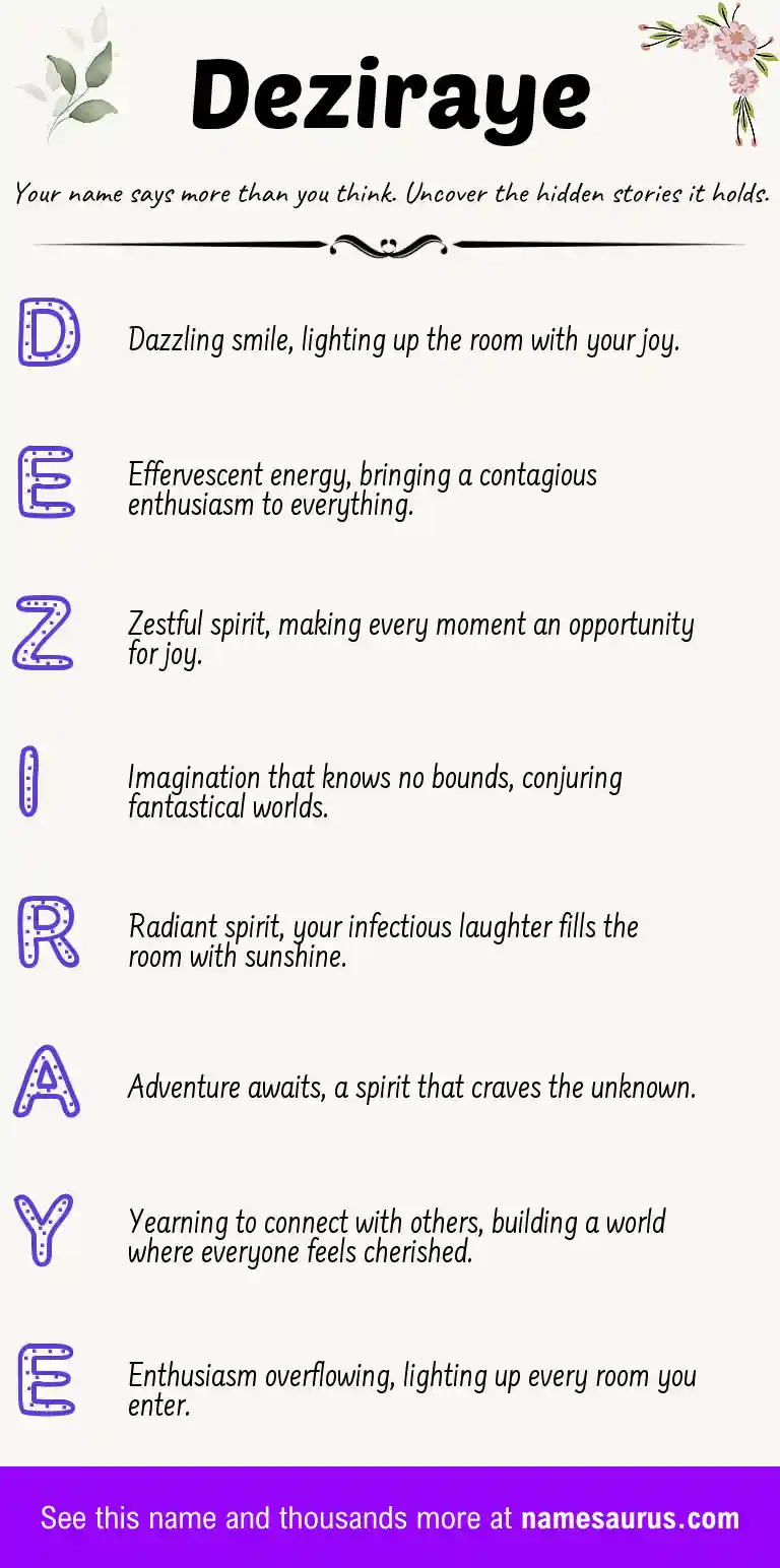 Acrostic poem about Deziraye.
