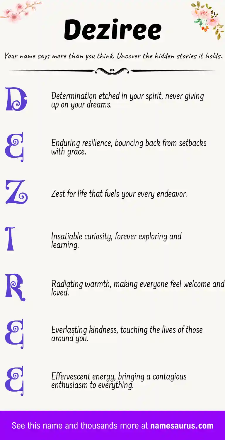 Acrostic poem about Deziree.