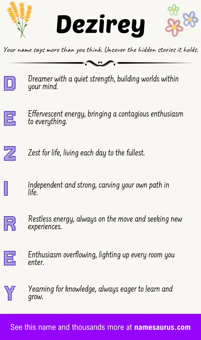 Acrostic poem about Dezirey.