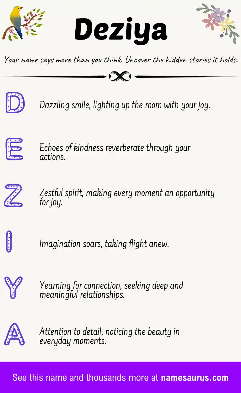 Acrostic poem about Deziya.