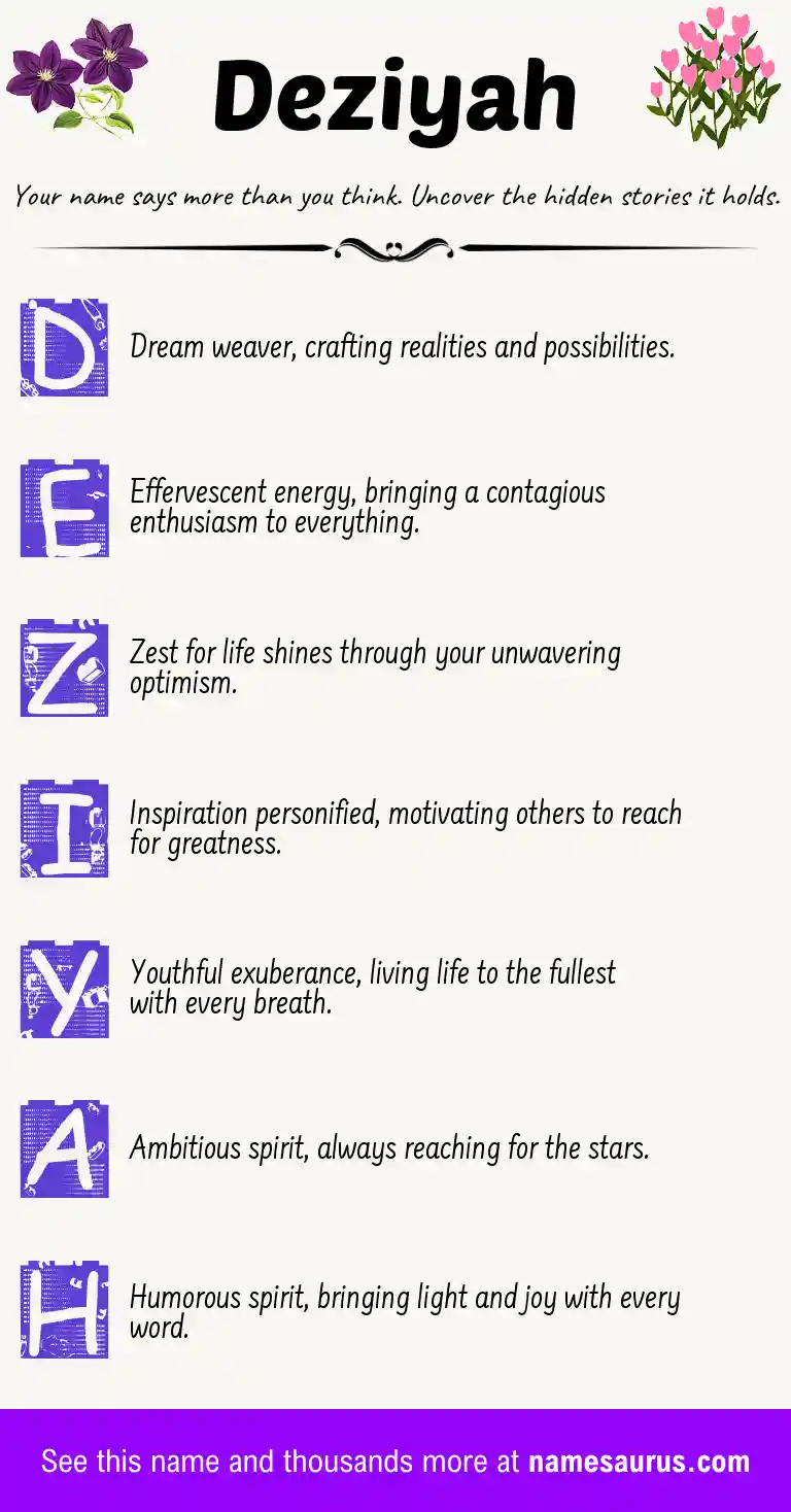 Acrostic poem about Deziyah.