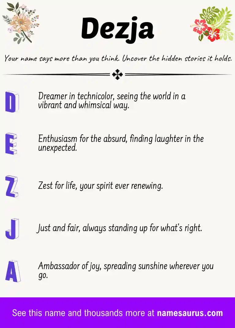 Acrostic poem about Dezja.