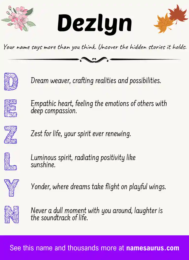 Acrostic poem about Dezlyn.