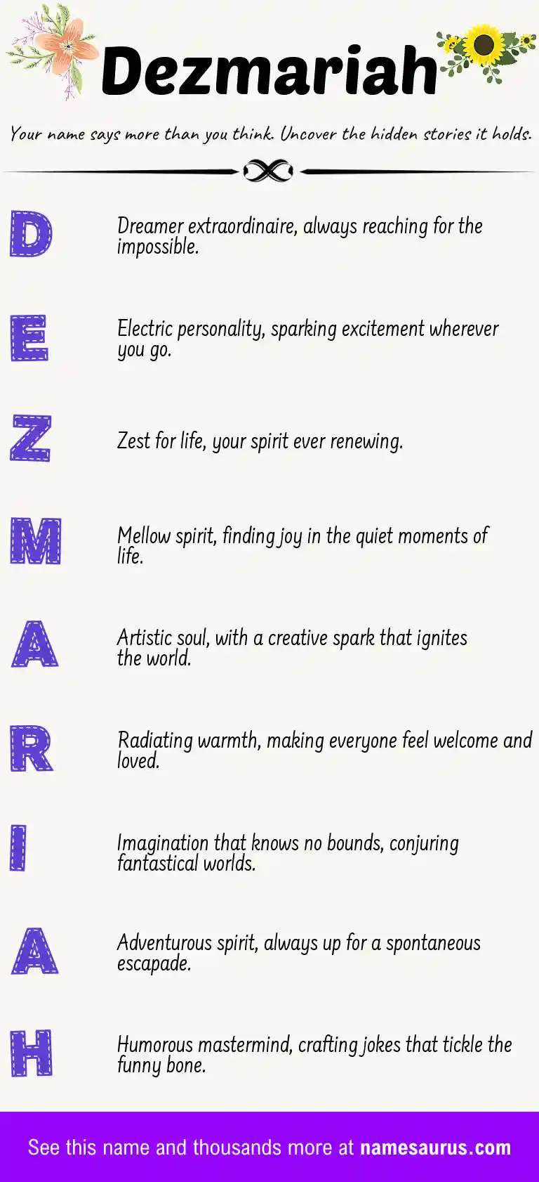 Acrostic poem about Dezmariah.