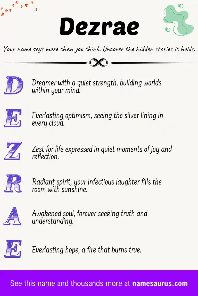 Acrostic poem about Dezrae.