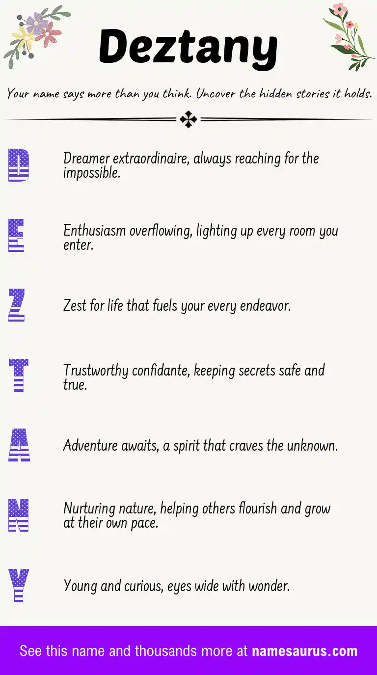 Acrostic poem about Deztany.