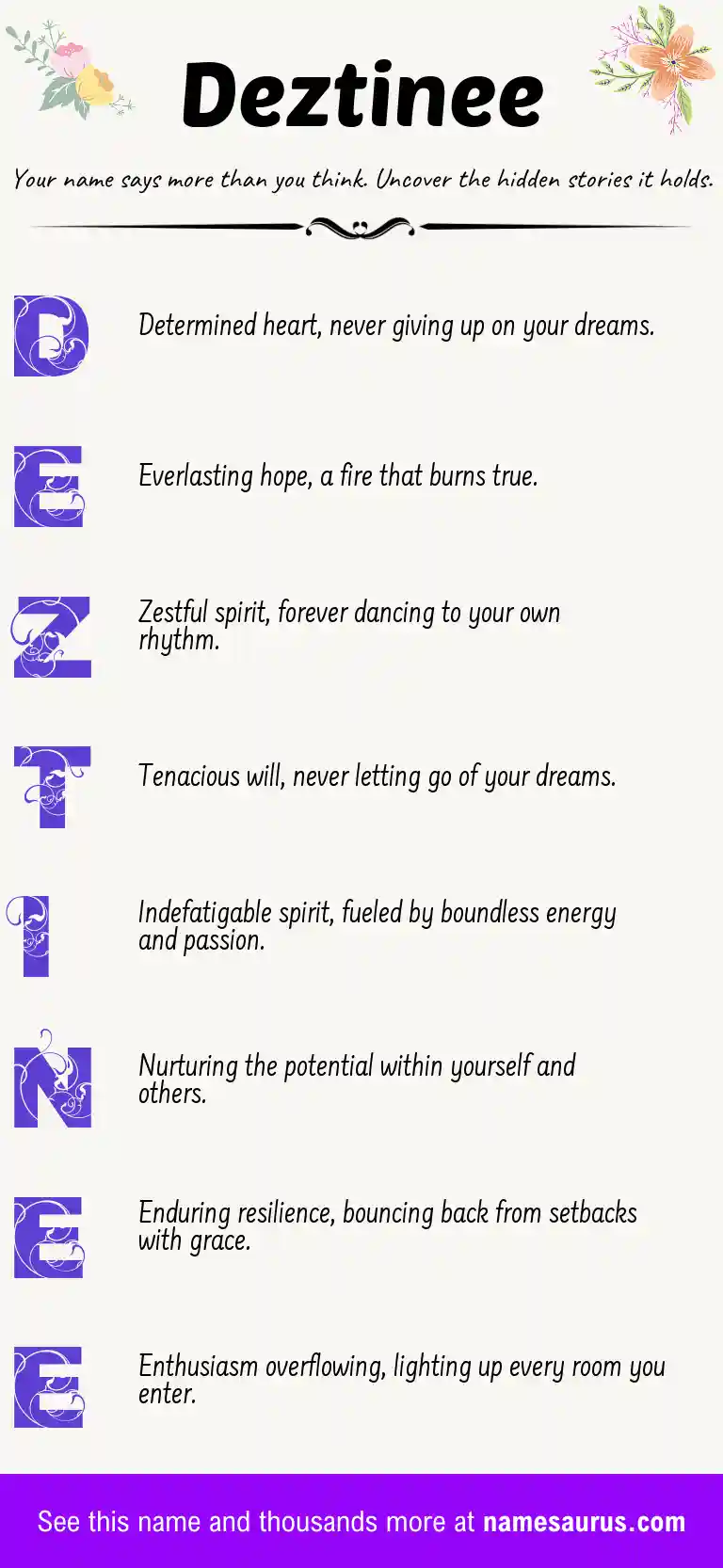 Acrostic poem about Deztinee.