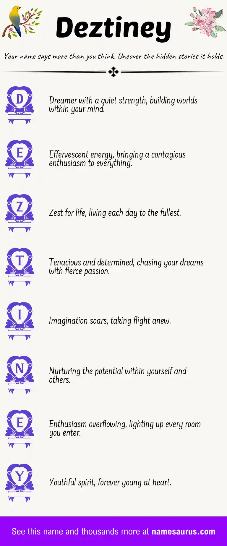 Acrostic poem about Deztiney.