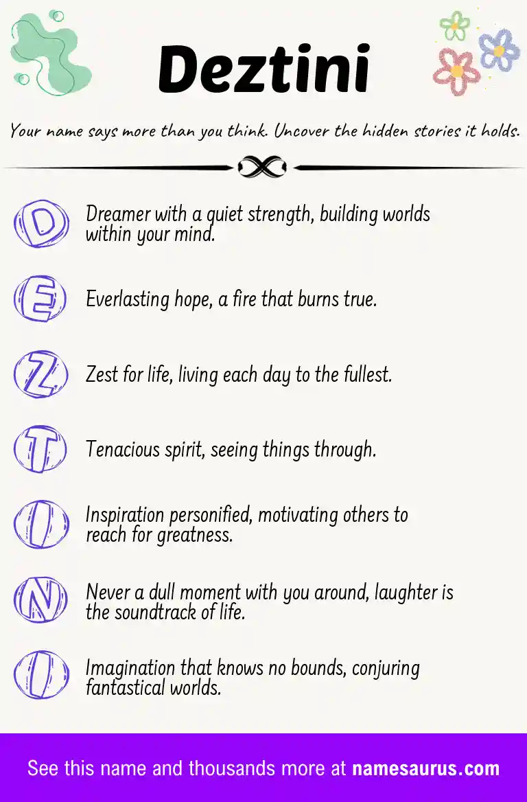 Acrostic poem about Deztini.