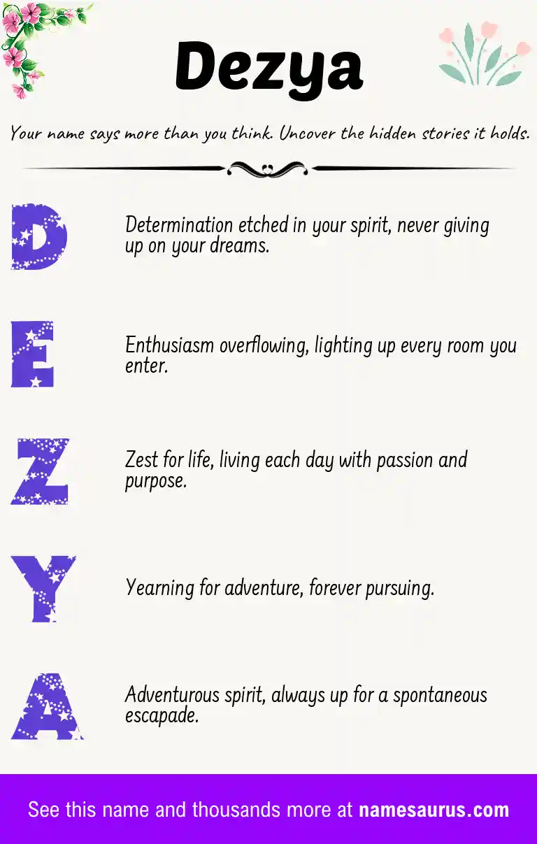 Acrostic poem about Dezya.