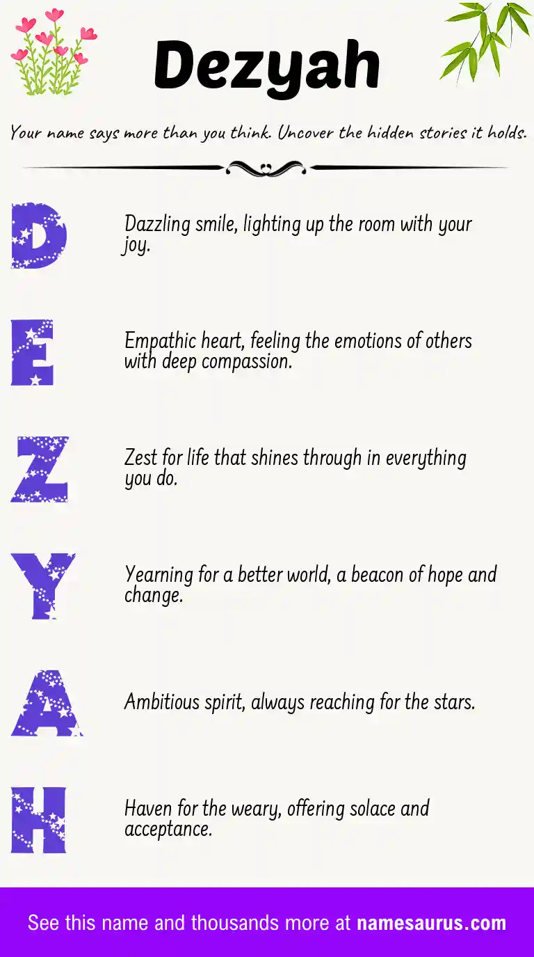 Acrostic poem about Dezyah.