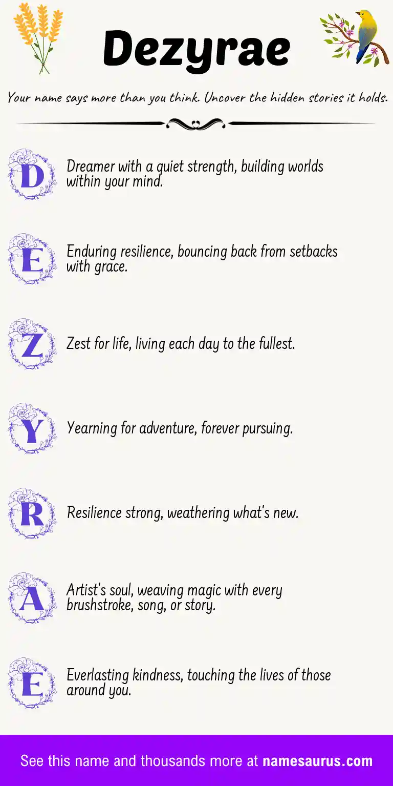Acrostic poem about Dezyrae.