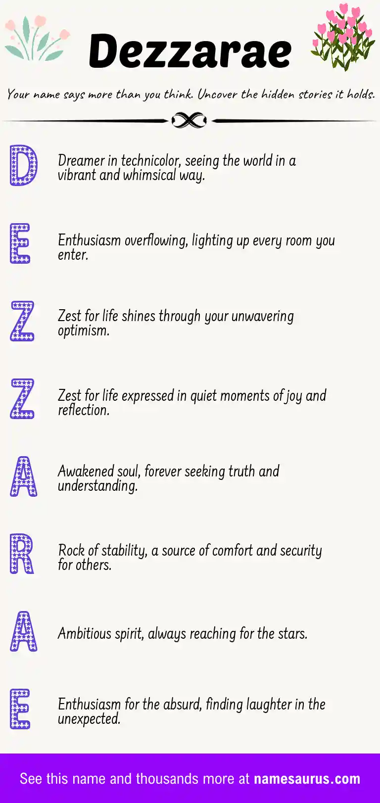 Acrostic poem about Dezzarae.