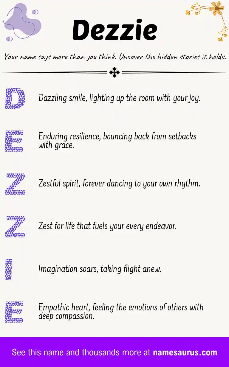 Acrostic poem about Dezzie.