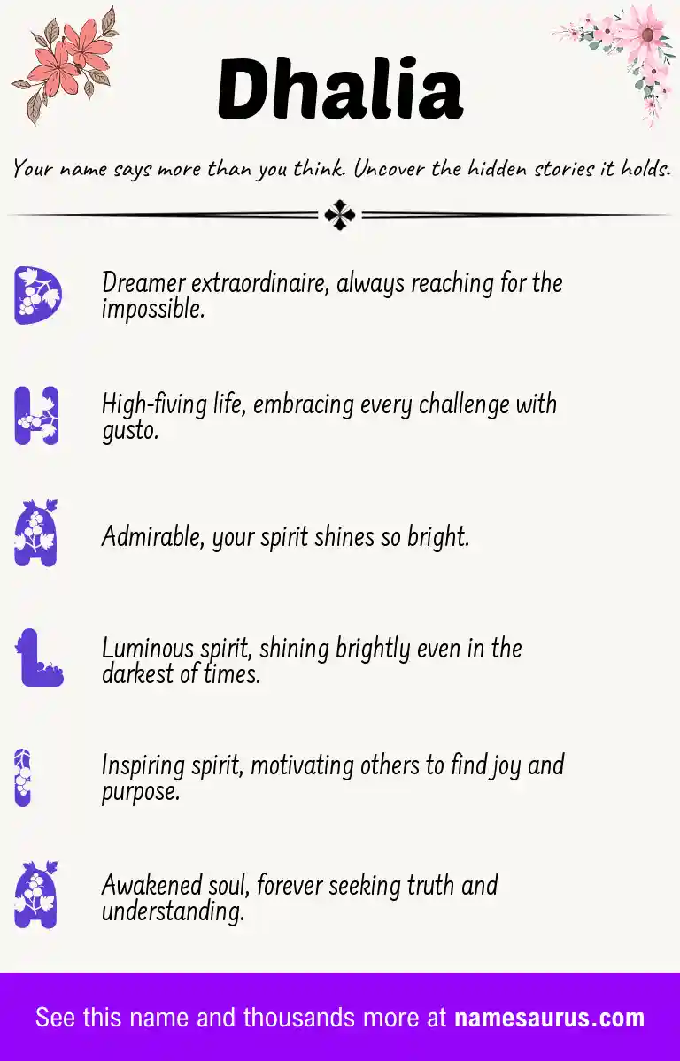 Acrostic poem about Dhalia.