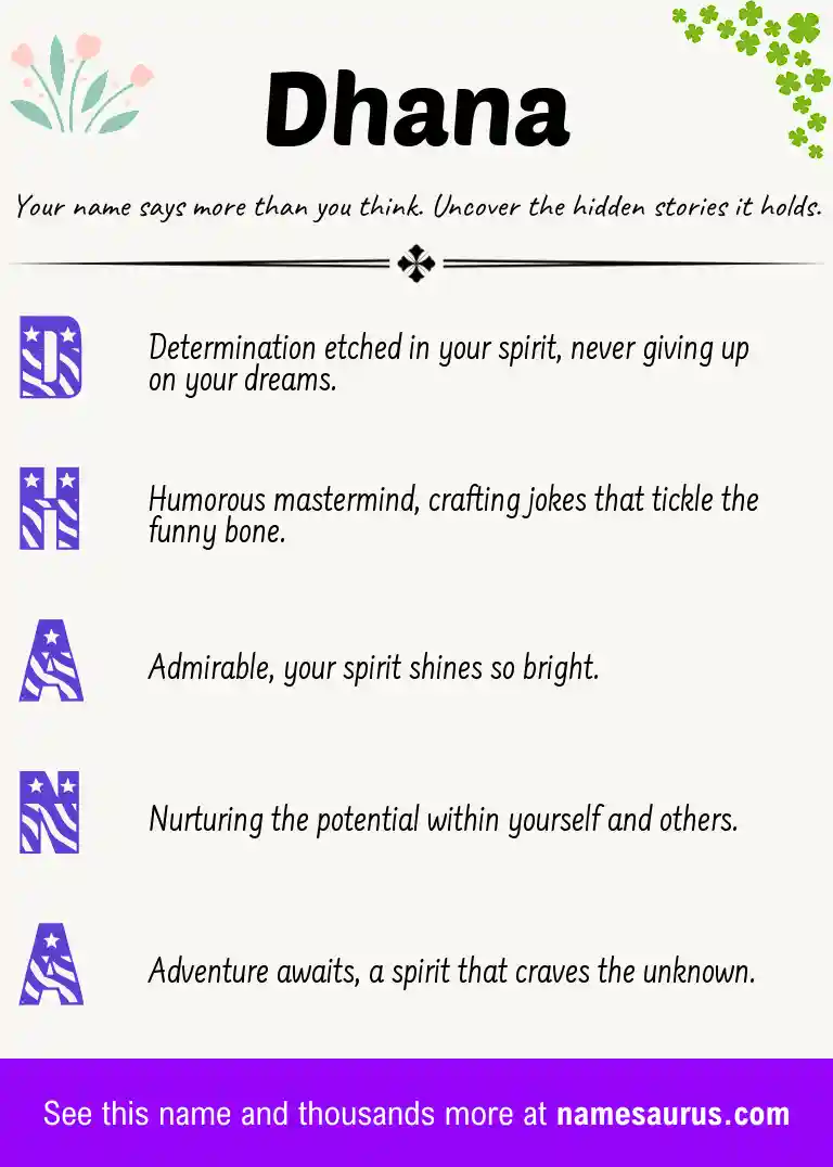 Acrostic poem about Dhana.