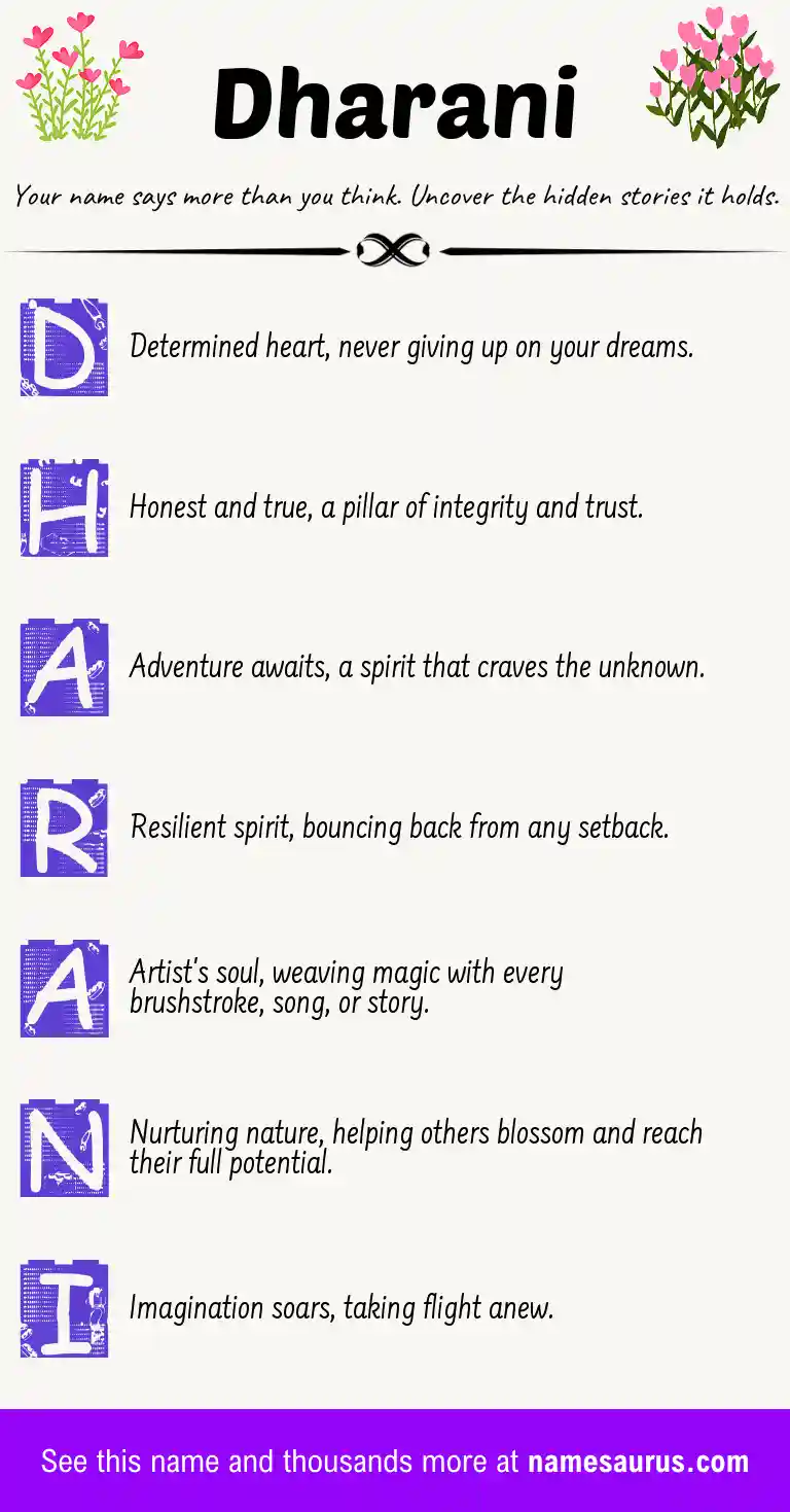 Acrostic poem about Dharani.