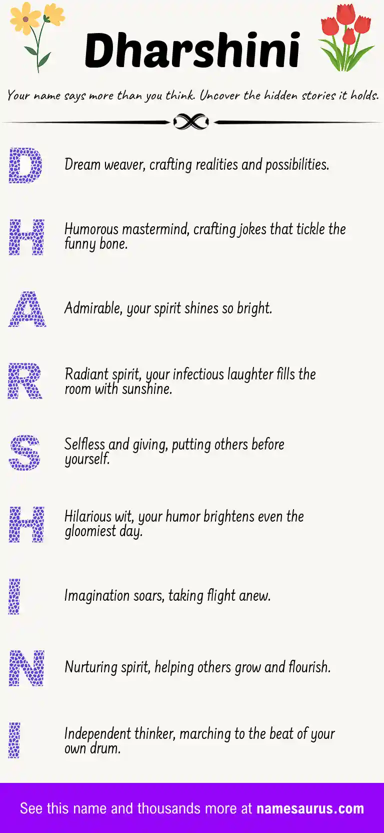 Acrostic poem about Dharshini.