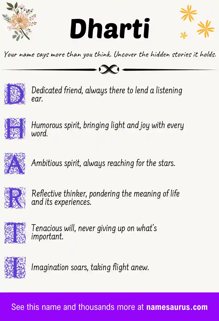 Acrostic poem about Dharti.