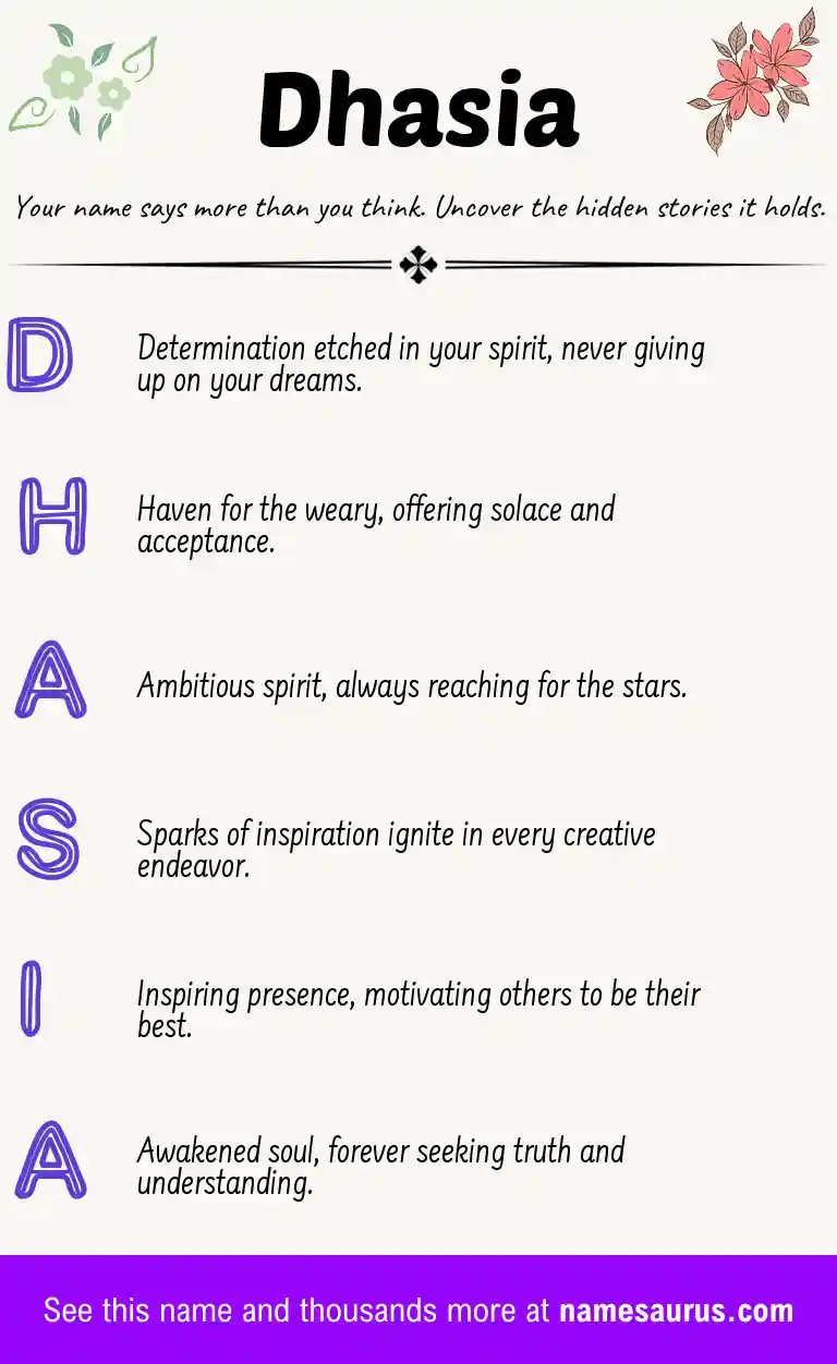 Acrostic poem about Dhasia.