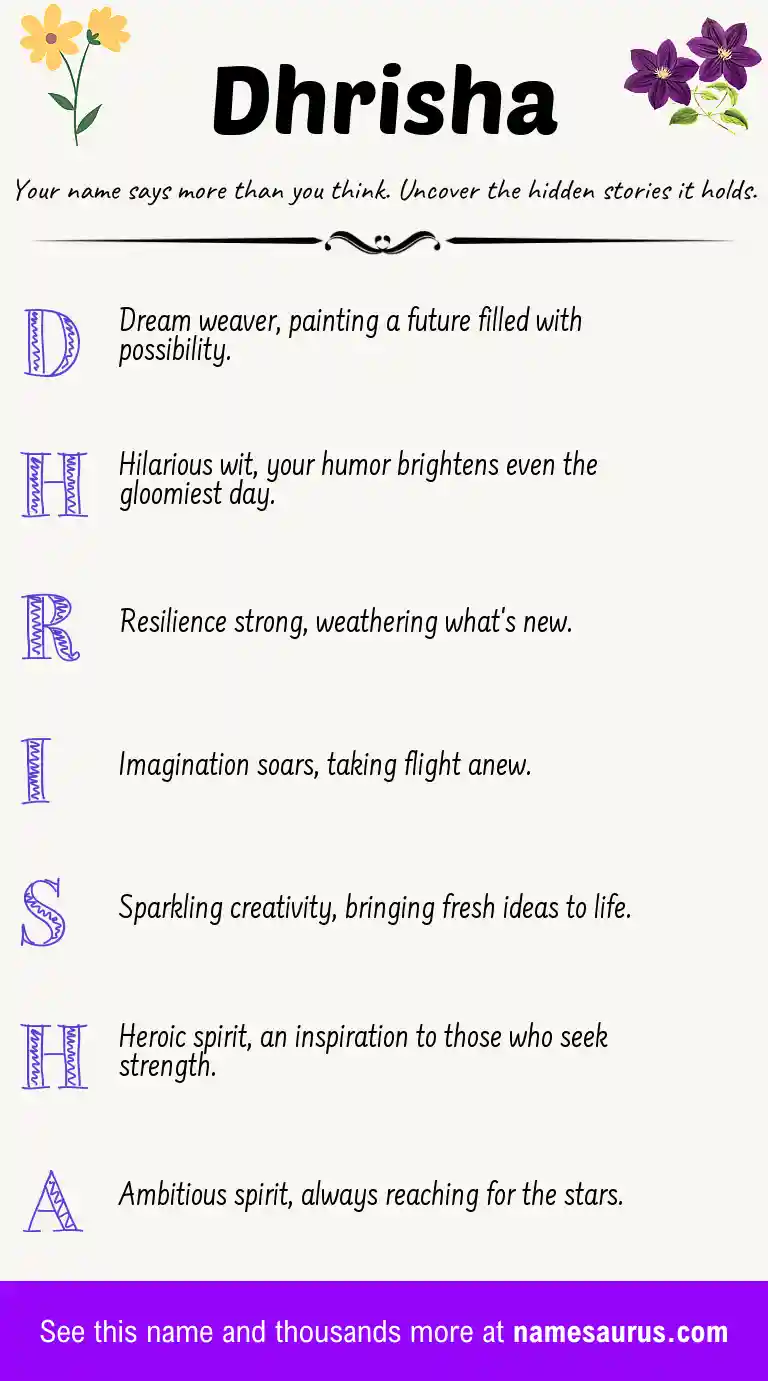 Acrostic poem about Dhrisha.