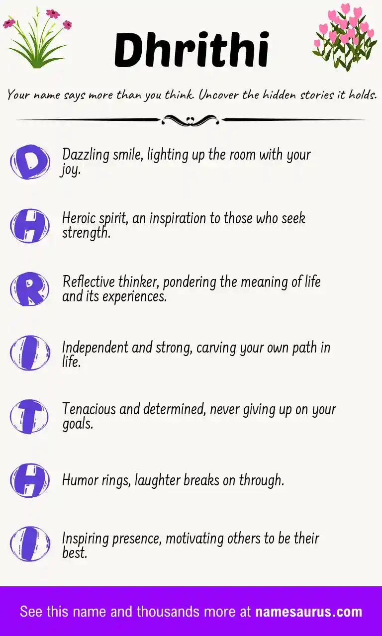 Acrostic poem about Dhrithi.