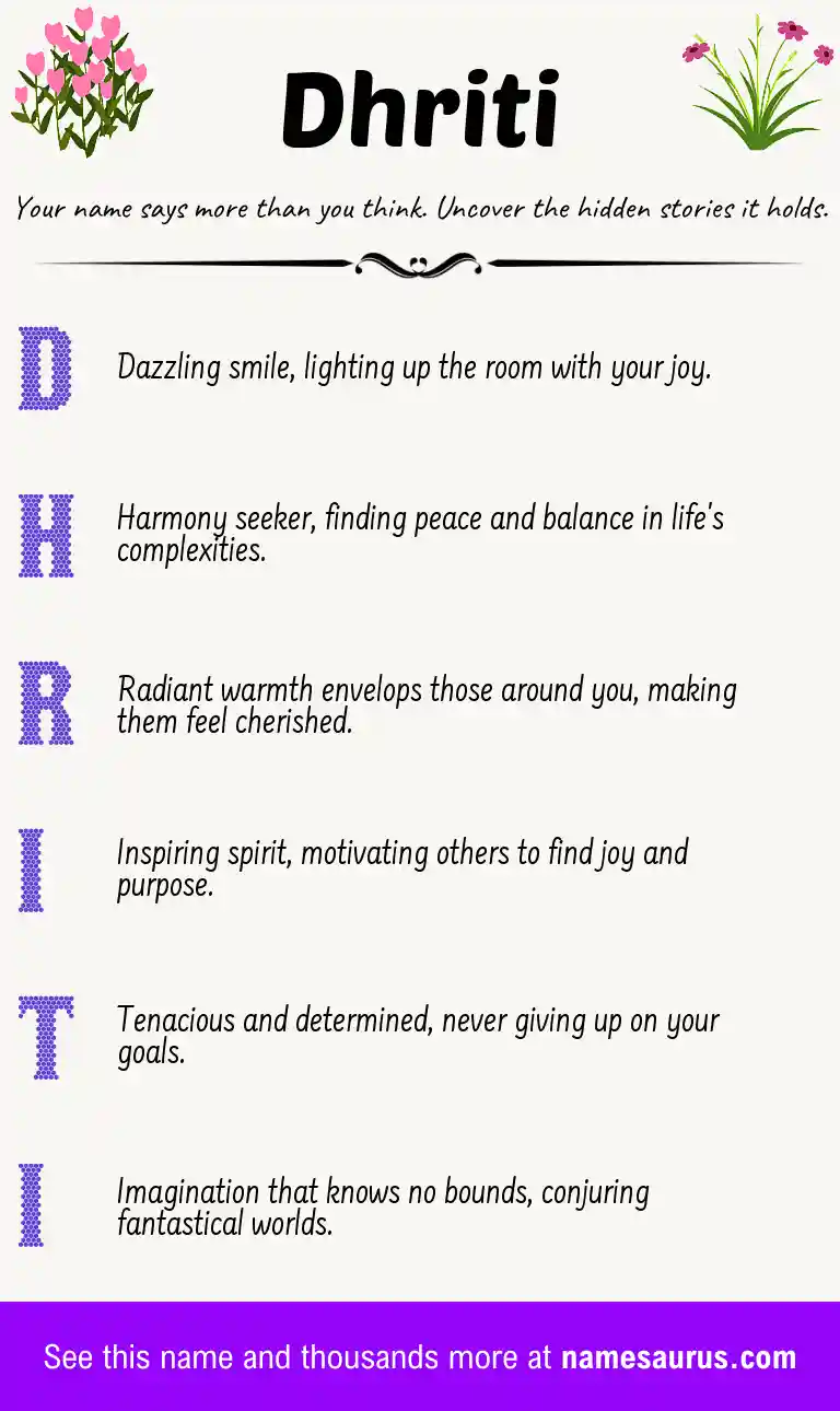 Acrostic poem about Dhriti.